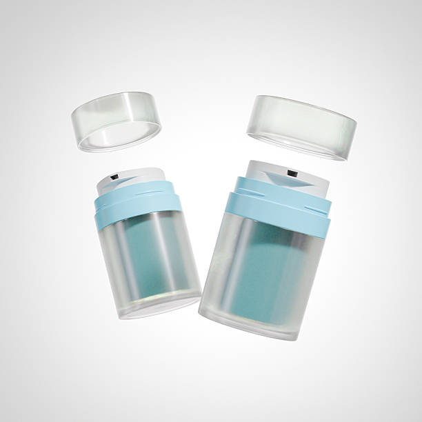 istock luxury Double Walled acrylic cosmetic jar packaging, translucent acrylic Airless cream jar mockup, cylindrical skincare packaging with pump dispenser, facial moisturizer cream vacuum bottle 2229734585