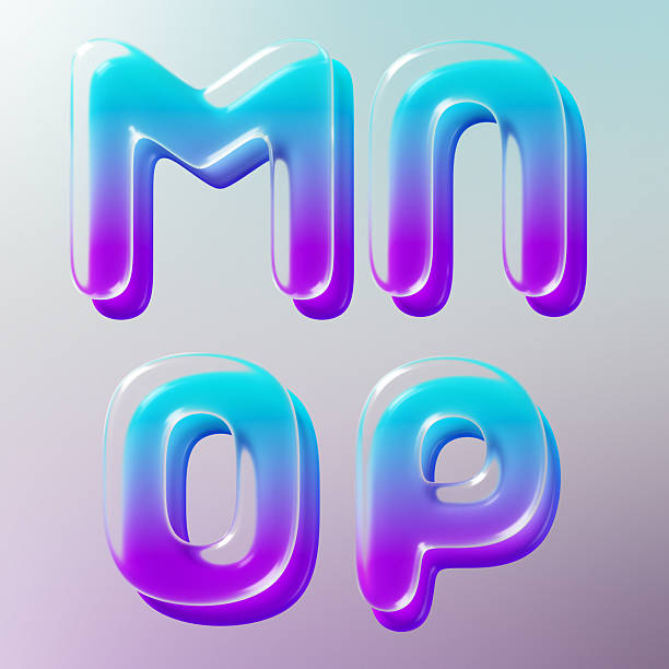 istock Set of 3d Rendered letters made of transparent glass with smooth gradient backdrop 2229734849