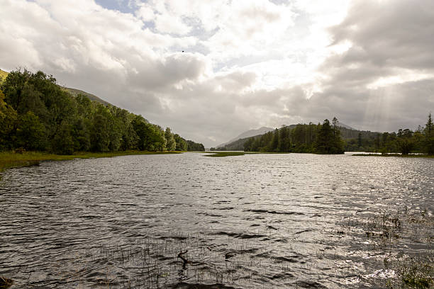istock A calm lake with a cloudy sky in the background 2229737978
