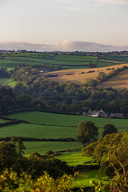 istock Early Dawn view over the patchwork rolling Welsh countryside just outside the town of Aberystwyth. Aberystwyth is a coastal town in West Wales famous as a seaside resort and an University town. The name Aberystwyth means the mouth of the Ystwyth. 2229740788