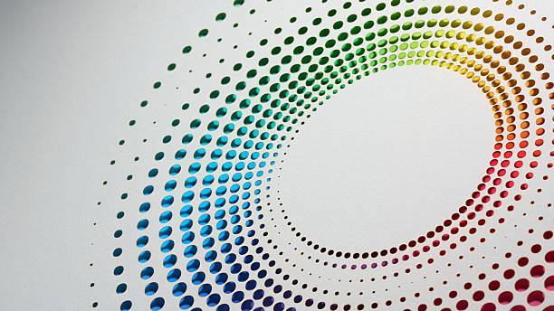 istock Vibrant radial cut paper artwork with rainbow gradient halftone dots 2229742446