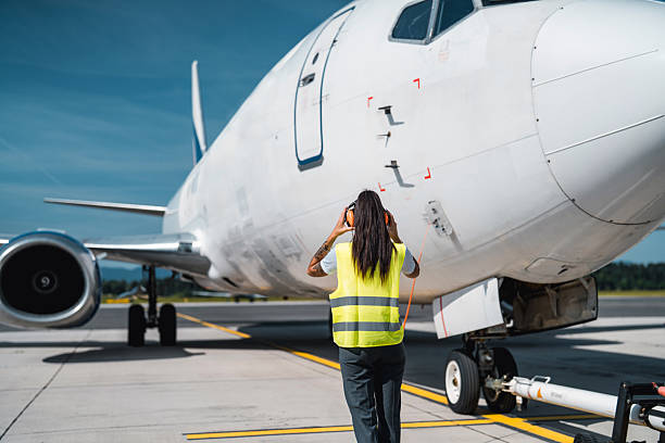 istock Mid Adult Caucasian Ground Worker Performing Preflight Procedures 2229742710