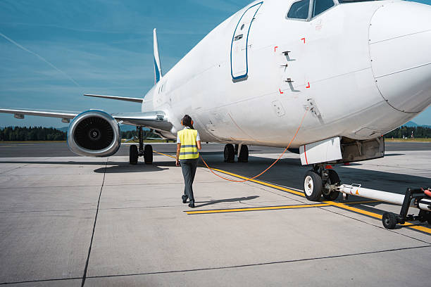 istock Cargo Jet Ground Crew Member Handling Communication Gear 2229742733