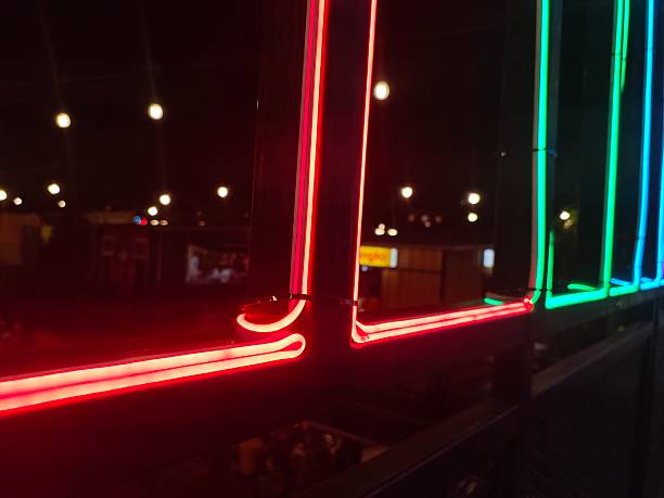 istock Red, green and blue decorative lights are attached to the pole 2229748503