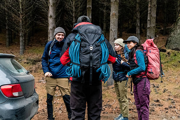 istock Group preparing for hiking and climbing in the forest 2229750653