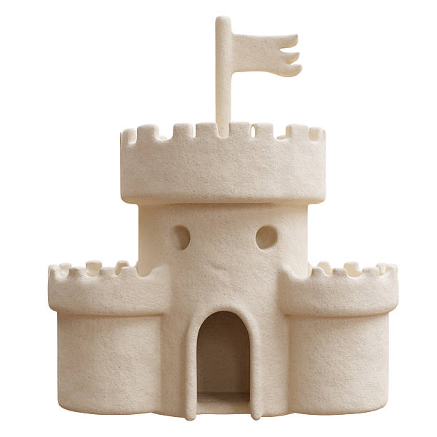 istock Sandcastle isolated on white, Summer vacation, kids fun on the beach 2229756301