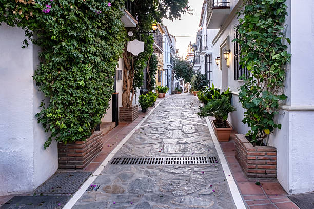 Marbella old town in Andalucia Spain. Streets of Marbella, Spanish typical houses, in the region of Andalucia