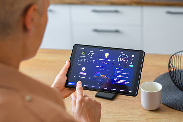istock Woman using a tablet to control a smart home system, adjusting lighting and monitoring energy usage 2229763772