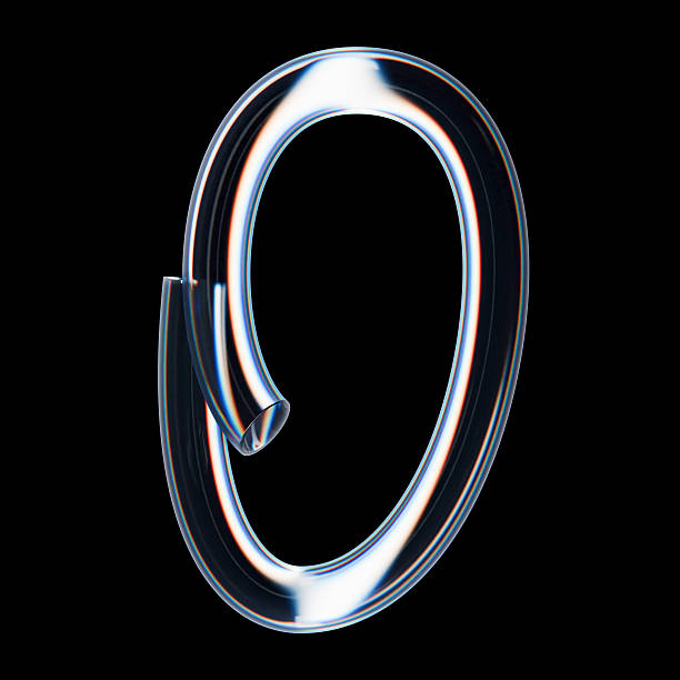 istock Glass 3D number 0, Y2K tubular transparent typography 2229766747
