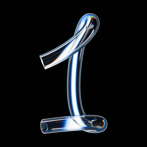 istock Glass 3D number 1, Y2K tubular transparent typography 2229768264
