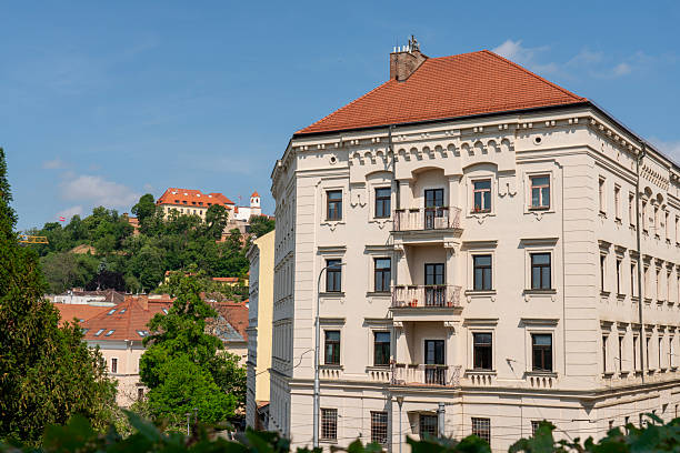 Architecture in old part of city Brno on sunny day. Czech Republic