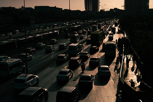 istock Heavy traffic jam during sunset in a busy city 2229791730