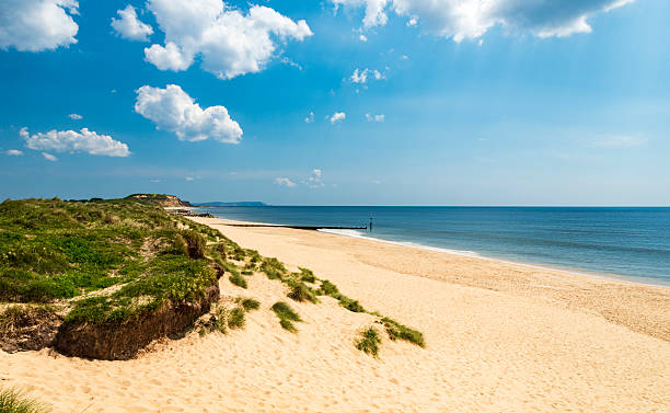 Hengistbury Head and deserted beach in Dorset