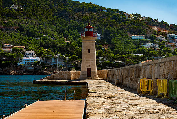 View of Lighthouse at Port de Andratx on Majorca, Spain Balearic Islands