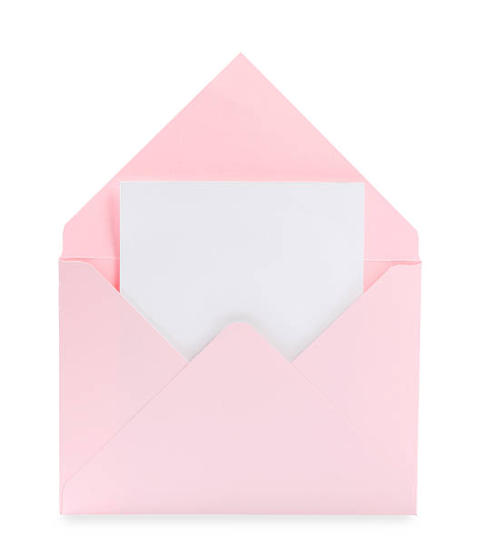 istock Pink letter envelope with card on white background 2229823716