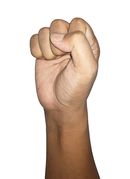 istock Male hand with clenched fist on white background 2229827073