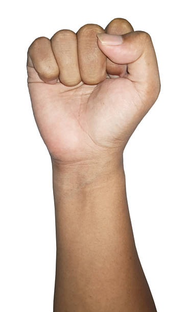 istock Hand clasped on white background isolated. Male fist 2229827075