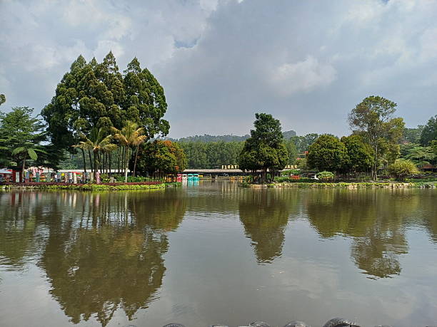 istock Scenic Lakeside View with Lush Greenery and Visitors 2229828953