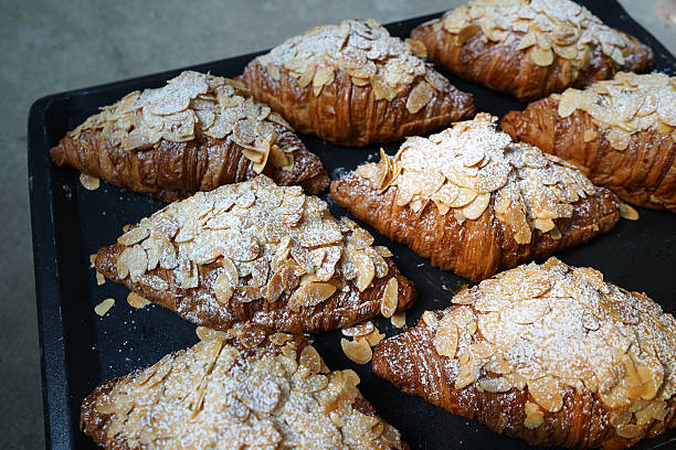 istock Close up tray Almond croissants 2229846893