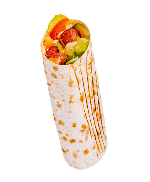 istock Wrap filled with fresh vegetables and meats served on a flatbread 2229854206