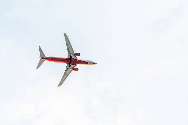 Airplane in the sky, photo from the ground