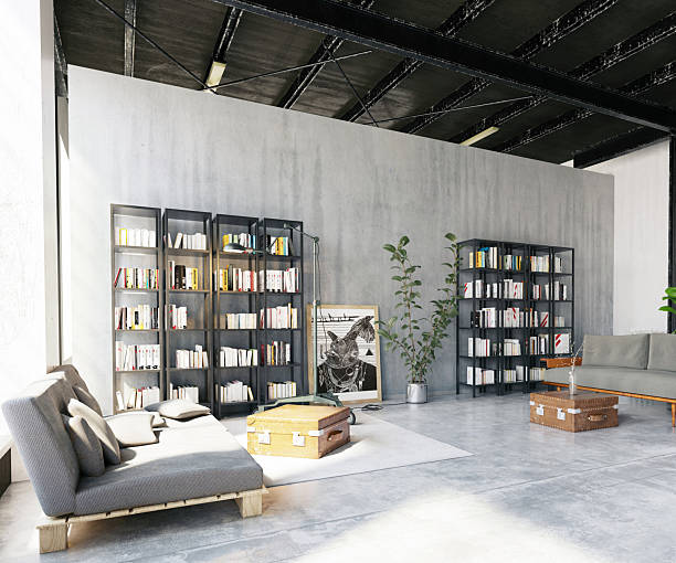 istock Industrial Loft with Bookshelves 2229858022