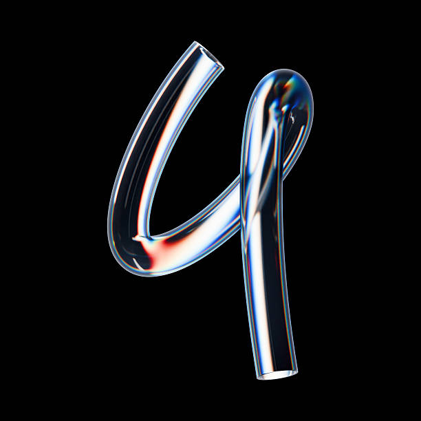 istock 3D number 4, numeral four, Y2K tubular transparent typography 2229858891
