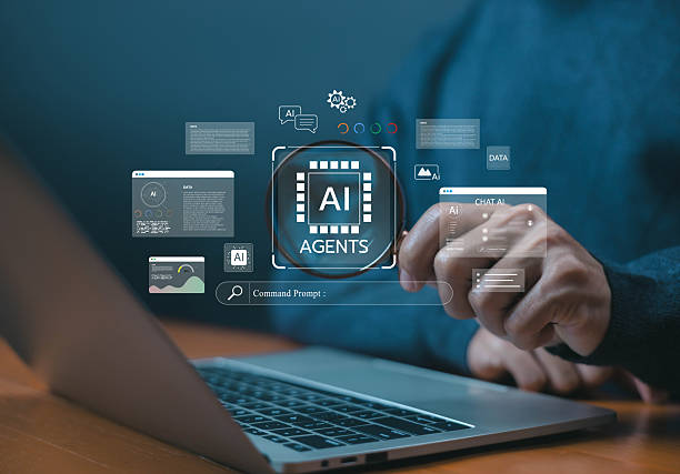 istock Person using laptop with AI agents analysis hologram, and digital interface, representing artificial intelligence technology for data processing, automation, and business solutions. smart AI agents 2229860826