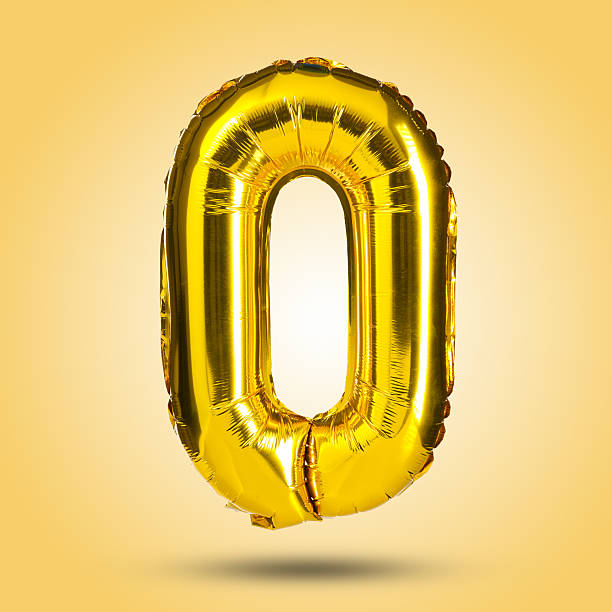 istock Golden Number Zero, Null Balloon Floating on a Yellow Background for Celebrations and Events 2229861044