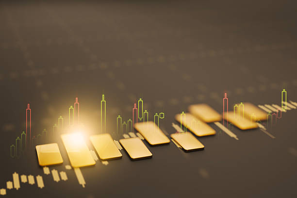 golden bar graph with with trading graph, gold trading.