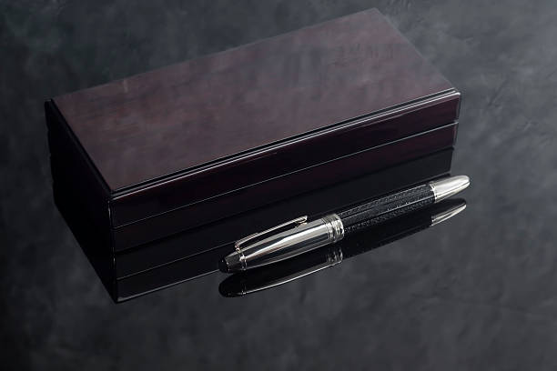 istock Branded fountain pen near the box. Gift set. Selective focus. Office interior. 2229866697