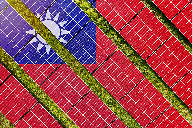 istock Solar farm superimposed with flag of Taiwan. Symbolizing solar power and panel demand, renewable energy industry, government policy, and sustainability initiatives in the country. 2229867402
