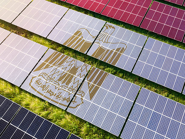 istock Solar farm superimposed with flag of Egypt. Symbolizing solar power and panel demand, renewable energy industry, government policy, and sustainability initiatives in the country. 2229869026