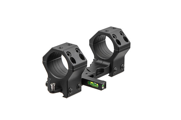 istock A pair of black rifle scope rings with a built-in bubble level, on white. 2229869281