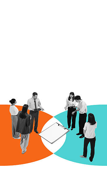 istock Collage of teams gathered around clipboard inside overlapping diagrams 2229870334