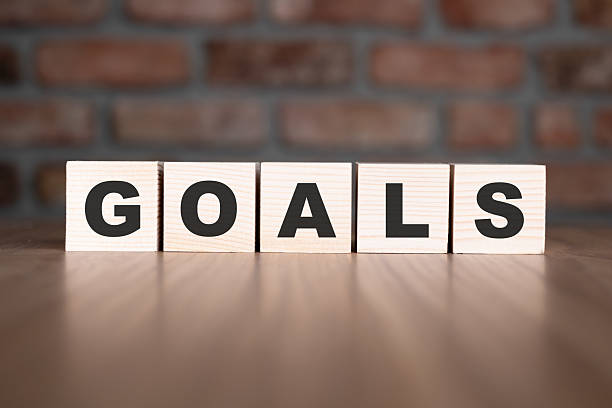 Goals word with wooden blocks on table