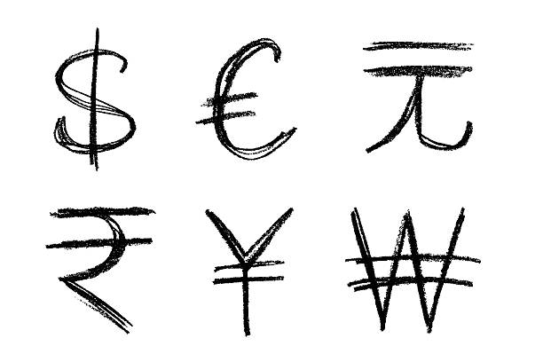 istock Hand drawn multiple currencies symbol set Dollar euro yuan yen won rupee 2229872911