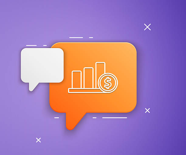 istock White Pie chart infographic and dollar symbol icon isolated on purple background. Diagram chart sign. Orange speech bubble symbol. Vector 2229873467