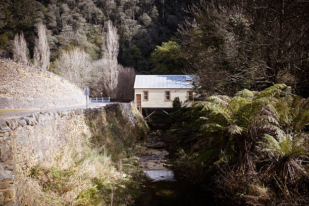 WALHALLA, AUSTRALIA - AUGUST 8 2025: Winter afternoon views of Walhalla township in Baw Baw Shire, Victoria, Australia