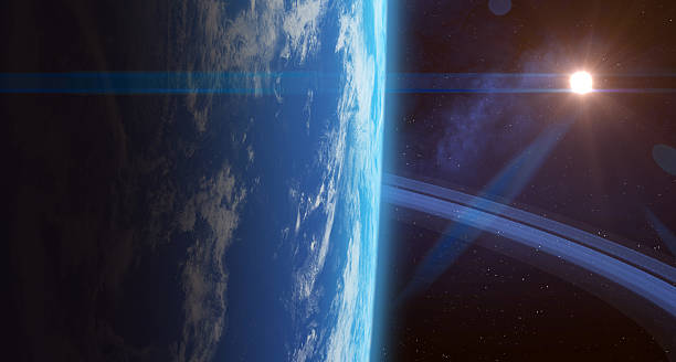 istock Earth twin planet. Unknown planet with planetary rings. 2229876180