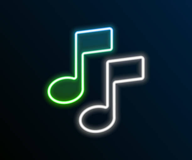 istock Glowing neon line Music note, tone icon isolated on black background. Colorful outline concept. Vector 2229879332