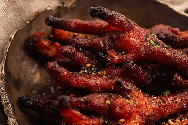 Caramelized korean or Chinese chicken foots ( paws ) with furikake