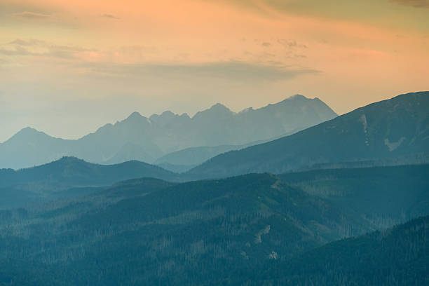 istock The Tatra Mountains at sunset, mountains arranged like layers. 2229887617