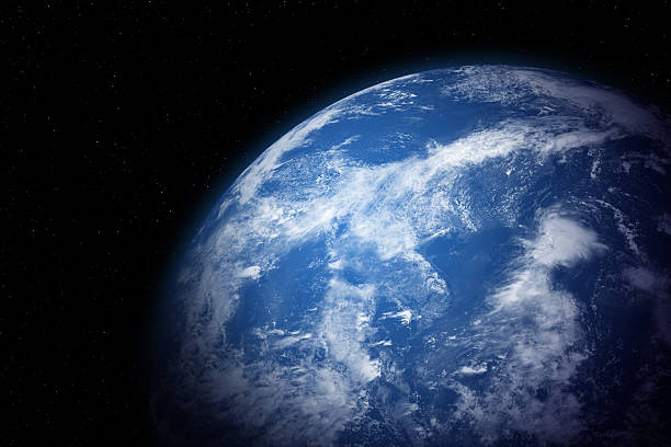 istock Planet with world ocean and clouds. Earth. Space. 2229890938