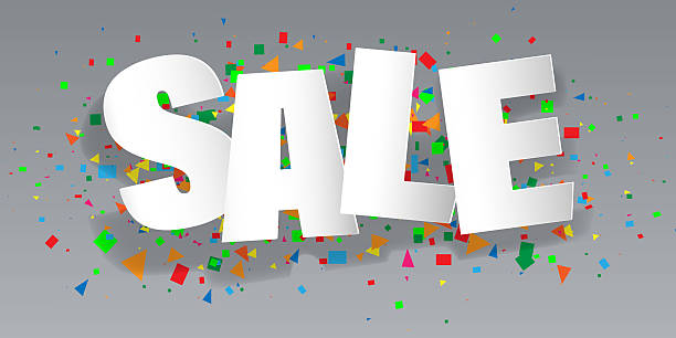 istock Sale banner with colorful confetti. On gray background 2229893081