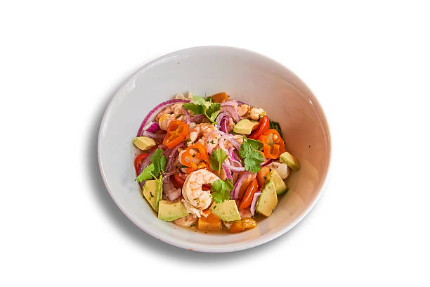 Shrimp stew with chayote cubes and sauce on the plate