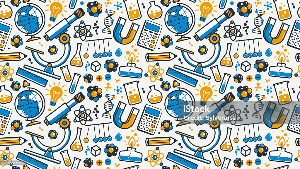 Science Background Pattern Simple Science Seamless Pattern Vector Endless Background With A Lot Of ...