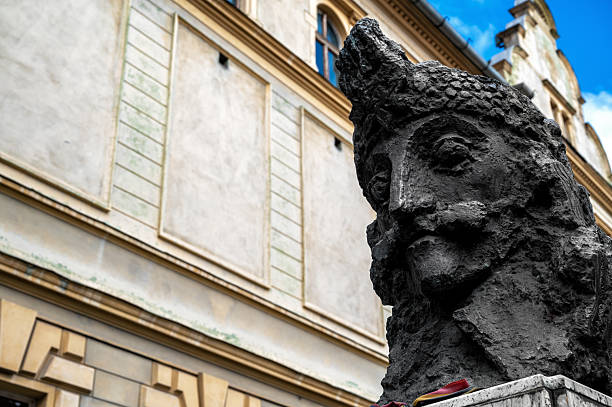 Bust of Vlad Tepes, the historical Dracula in the town of his birth, Sighisoara, Romania