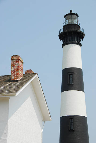 istock A black-and-white striped lighthouse with an adjacent white house featuring 2229912819