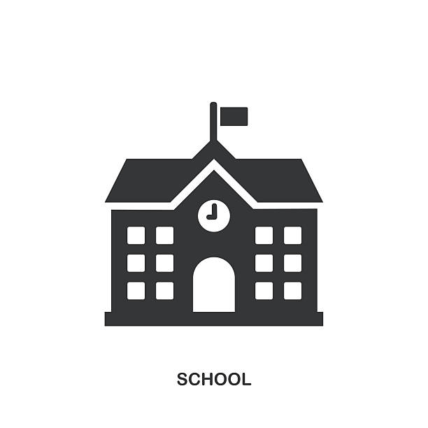 stockillustraties, clipart, cartoons en iconen met school glyph solid icon. solid icon that can be applied anywhere, simple, pixel perfect and modern style. - schoolgebouw